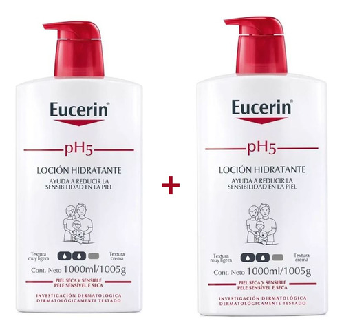 2 Cremas Para Cuerpo Eucerin Ph5 Loción Hidratante 1000ml