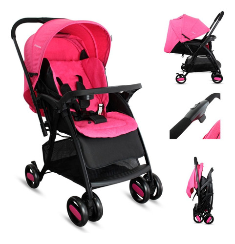 Coche Bebe Reversible+ Paseador Bebesit Color Rosa