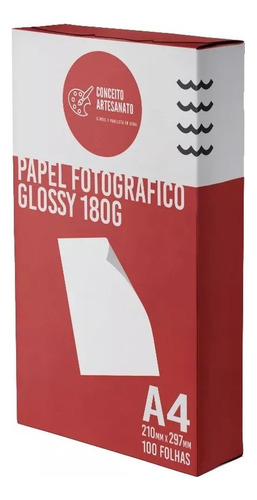 Papel Fotográfico A4 Glossy 180g 200 Folhas Premium