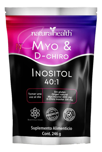 Myo Y D-chiro Inositol Polvo (246 G) Naturalhealth Premium Sabor Sin Sabor