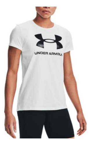 Playera Fitness Under Armour Logo Blanco Mujer 1356305-102