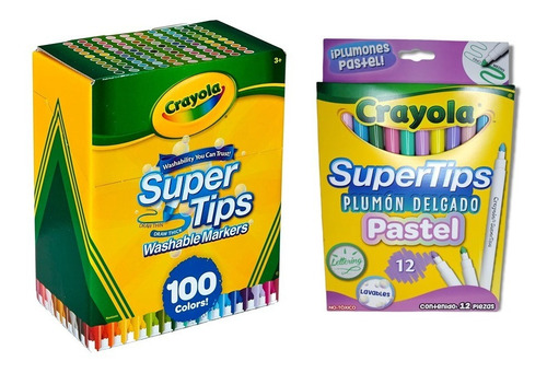 Crayola Super Tips 100 Mas 12 Plumones Pastel
