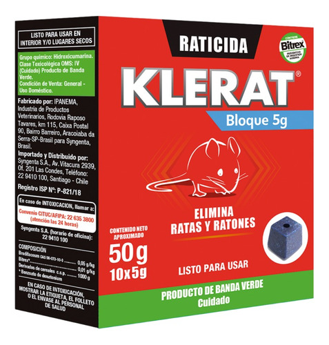 Veneno Ratones Klerat Bloque 50grm