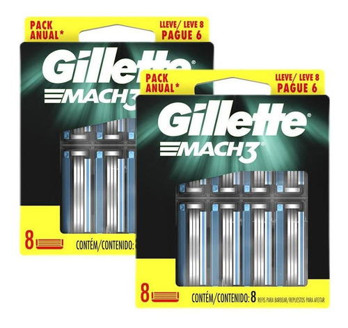 Kit Carga Gillette Mach3 Regular Com 16 Unidades