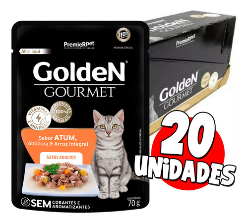 Sachê Ração Úmida Golden Gourmet Gatos 70g - Todos Tamanhos