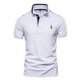 Polo Solapa Empalmado Golf Camisa Bloque Color Manga Corta