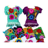 Lote De 6 Blusas Bordadas Mexicanas Modelo Rebozo Estrella