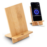 Soporte Para Móviles Eco Bamboo Orificio Cable Apoyo Celular