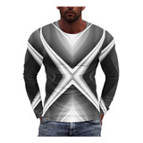 Camiseta Casual R Con Estampado Geométrico Para Hombre, Cami