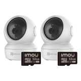 Kit X2 Cámara Seguridad Wifi 360° +2 Micro Sd 32gb C6n Ezviz