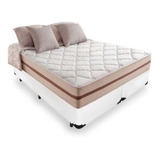 Cama Box Casal Bipartido Branco + Colchão Pillow Angel