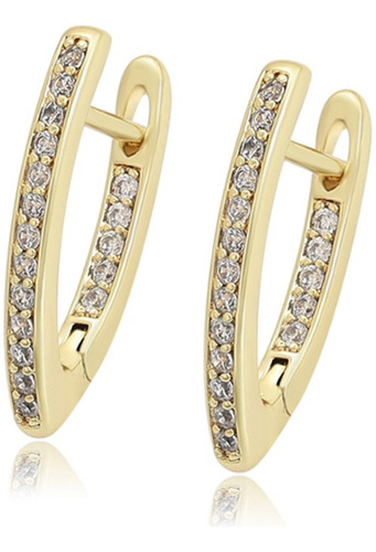 Aretes Oro 14k Lam Swarovski Blanco Regalo Mujer Arracada 