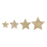 Aros De Estrellas Doradas Circonita 5mm 6mm 11mm
