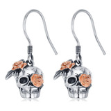 Pendientes De Calavera Gótica De Plata De Ley 925 Con Diseño