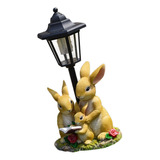 Estatua De Jardín Con Luz Solar Para Decoración Conejo