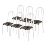 Conjunto Kit 6 Cadeiras Aço Branca Almofadada Cozinha  