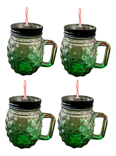 4 Vaso Con Bombilla Copas Vaso Vidrio Con Tapa Vasos Bombill