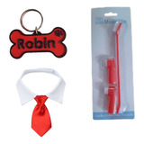 Collar Con Corbata Para Perro Gato Placa Personalizada Kit