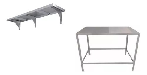 Prateleira Para Microondas Inox + Mesa De Inox Industrial