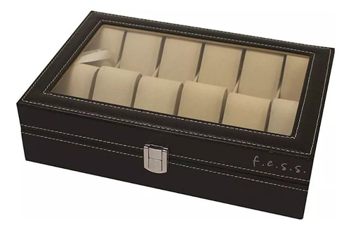 Caja Organizador F.e.s.s. Products Lujo Cuero 12 Relojes
