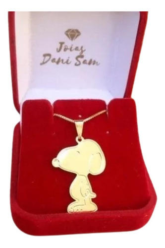 Colar Com Pingente De Snoopy Folheado A Ouro