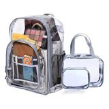 Kit De Mochila Transparente Gran Capacidad Simple 3pcs