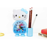 Reloj Despertador Kitty Portalápicero Alarma Sanrio Kawaii