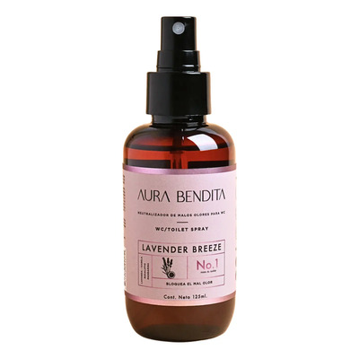Aromatizante Para Baño E Inodoro Con Aceites Esenciales de Lavanda, Canela, Eucalipto, Mandarina - AURA BENDITA Toilet Spray Lavender Breeze 125ml | Meses sin interés
