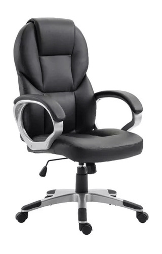 Silla De Escritorio Consulogo Executive Ergonómica  Negra Con Tapizado De Cuero Sintético