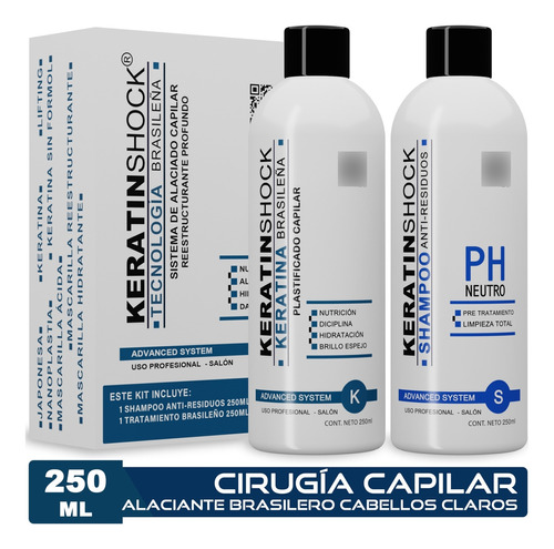 Keratina Brasileña Alaciante Cirugía Capilar + Shampoo 250ml