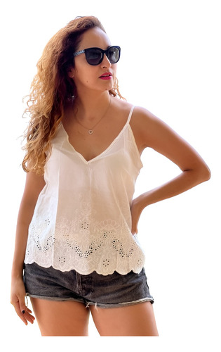 Top Con Broderie Con Breteles Regulables Dalila