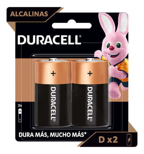 Pila D Duracell Paquete 2 Piezas Baterias Cilindrica 1.5 V