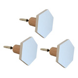 Kit 3 Ganchos Pendurador Mdf De Parede Hexagonal Branco