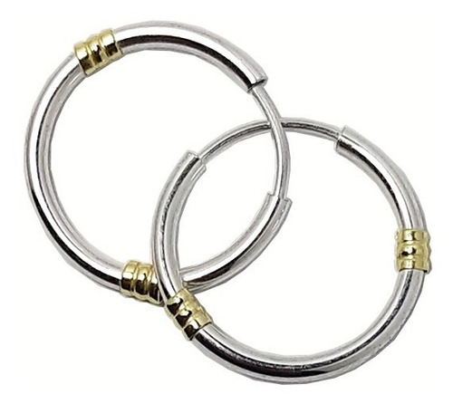 Aros Cubanos Lisos N3 21mm Plata 925 Y Oro 18k Argollas