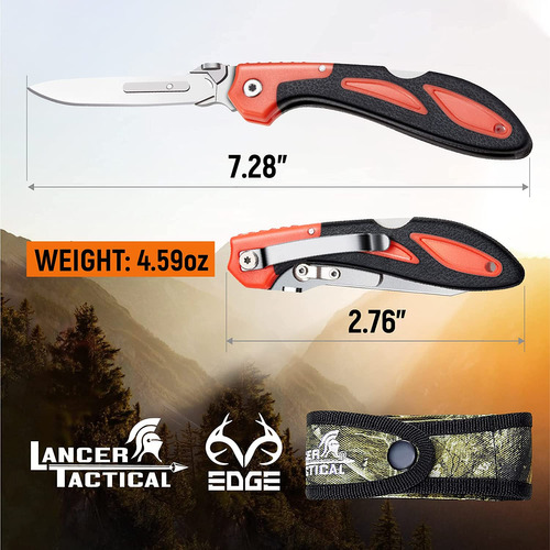 Lancergear Cuchillo De Caza Plegable Con 15 Cuchillas Afilad