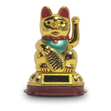 Enfeite Solar Maneki Neko Gato Da Sorte Japonês 9cm