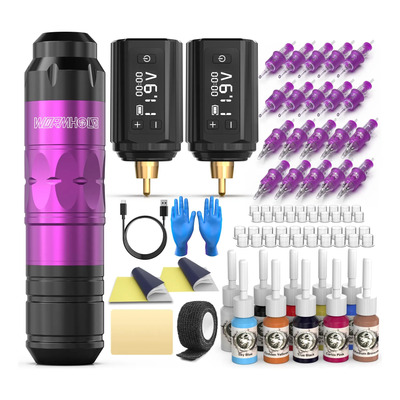 Kit De Tatuaje Wormhole Tattoo Gun Inalámbrico Con 20 Agujas