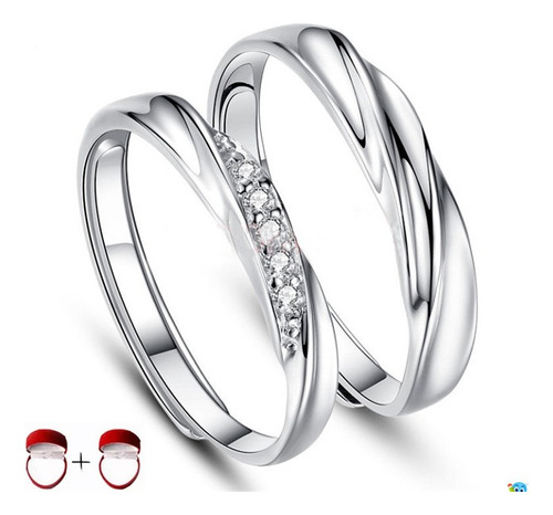 Anillos De 925 Plata Ajustable Para Joyería Parejas, Casarse