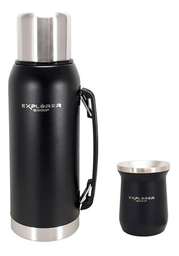 Combo Termo Explorer Pico Cebador Calidad + Mate Acero Inox 