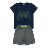Kit 5 Conjuntos Infantil Menino Camiseta E Bermuda Masculina