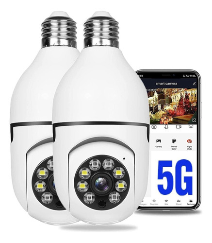 2pcs 2.4ghz E 5g Wifi Lâmpada Câmera De Segurança 1080p 1