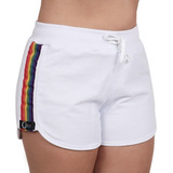 Short Feminino Branco Confortável Balada Reveillon Academia