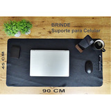 Deskpad Grande Em Couro Legítimo Mousepad 90x45cm Com Brinde