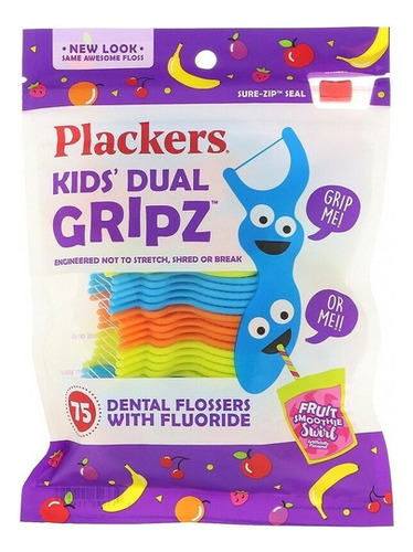 Fio Dental Plackers Kids Com Fluor Pegada Dupla  Sela Facil