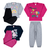 Kit 3 Conjunto Moletom Infantil Menina Atacado Inverno Frio