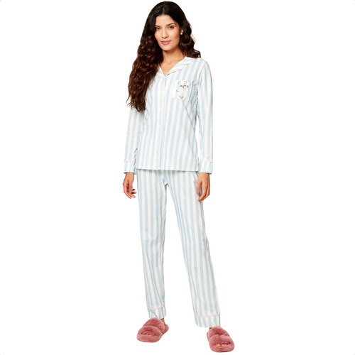 Pijama Feminino Inverno Malha 100% Algodão Americano Aberto