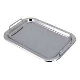 Bandeja Inox Grande Com Alça Uny Home 41x29cm