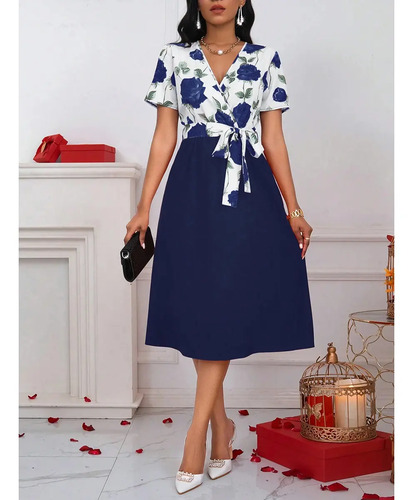 Mycity®  Vestido Estampado Con Cuello En V Para Mujer | MercadoLibre