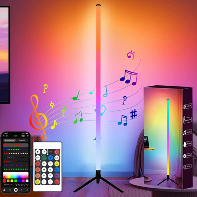 Lámpara De Noche Luz De Piso Rgbw Led Moderna App Remoto Control Decorativa Bluetooth Para Cuarto Inteligentes Música Interior Romántico Multicolor Negro