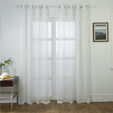 Juego Cortinas Dobles Traslucidas Largas 2 Piezas Color Blanco